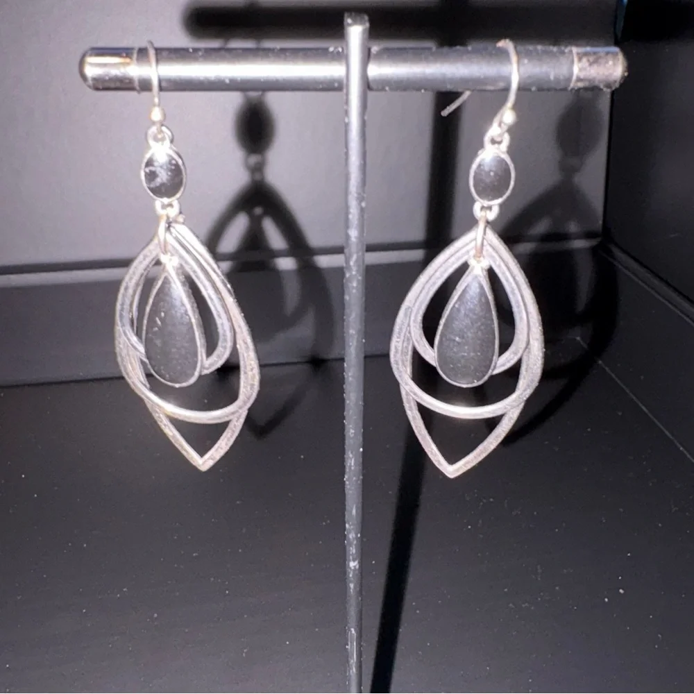 Lia Sophia Silver and Black Geometric Earrings
